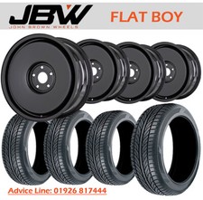 8"x18" JBW FLAT BOY GLOSS BLACK STEEL WHEELS+TYRES FITS VW T4 TRANSPORTER (x4)