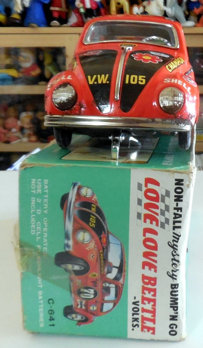 VINTAGE TIN TOY CAR VOLKSwAGEN LOVE LOVE BEETLE TAIYO JAPAN VINTAGE TIN TOY CAR VOLKSwAGEN LOVE LOVE BEETLE TAIYO JAPAN