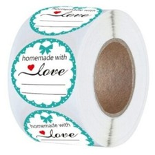 40 HANDMADE WITH LOVE ENVELOPE SEALS LABELS STICKERS 1" ROUND FREE SHIPPING