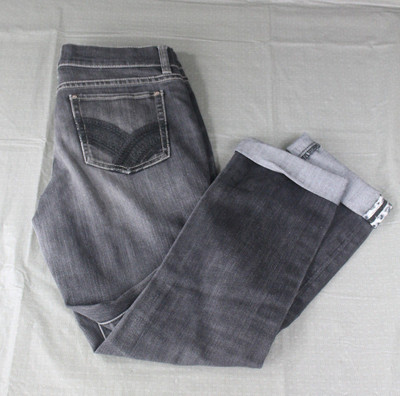 White House Black Market Womens Capri Faded Black Denim Folded Cuff  32x25