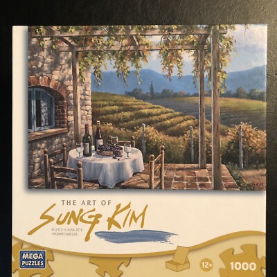 MEGA PUZZLES  VINEYARD TERRACE  THE ART OF SUNG KIM 1000 PCS PRE-OWNED 2008