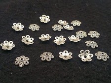 Tibetan Style Bead Caps, 6-Petal Flower 9.5x10x3mm, Qty 50 Hole 1.5mm