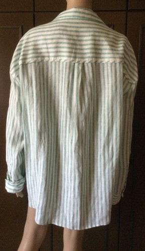 Linen shirt WEEKEND Max Mara Woman, white green, size IT 46 DE 42 US 12 GB 14 - Foto 8 di 12