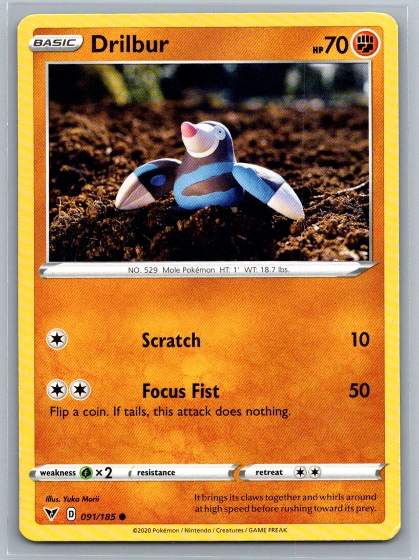 Drilbur 91/185 Vivid Voltage Common Pokémon TCG 2020