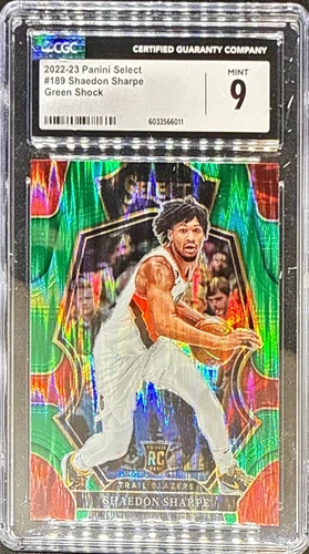 2022-2023 SELECT SHAEDON SHARPE GREEN SHOCK ROOKIE   CGC 9  *5974