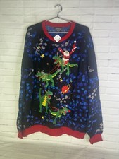 33 Degrees Santa Claus Dinosaurs Light Up Ugly Christmas Holiday Sweater Mens L