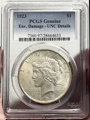 1923 $1 Peace Dollar with UNC Details, 90% Silver  (Ref. 4633)