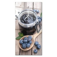 Glasuhr Wanduhr Aus Glas Im Hochformat Blaubeermarmelade WeißE Zeiger 30X60 Cm