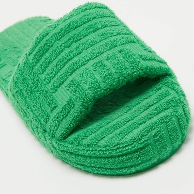 Bottega Veneta Green Cotton Fabric Resort Sponge Platform Slides