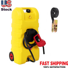 15 Gallon Portable Fuel Caddy with Pump 10ft Hose Wheels for Gas/Diesel