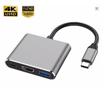 3-in-1 USB-C Hub HDMI 4K USB 3.0 Type-C Charging Adapter for MacBook