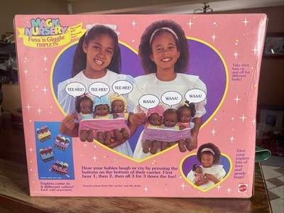Vintage 1993 Magic Nursery Fuss 'n Giggle Triplets Dolls Mattel
