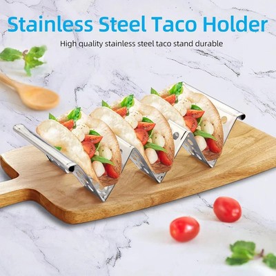 Taco Holders Set of 4, Taco Stand Stainless Steel Taco Holder, Each Can Hold 3