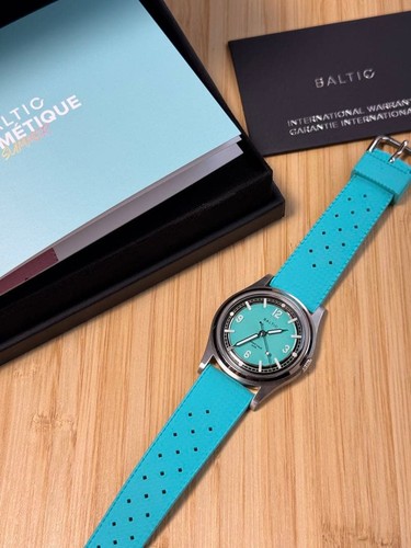BALTIC Hermetique Turquoise Blue 36mm Automatic Watch Miyota 9039 Box Papers