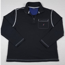 Nautica Men's 1/4 Zip Long Sleeve Pullover Sweater Black L GENTLY USED