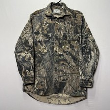 Vintage Made in USA Mossy Oak Camouflage Long Sleeve Camo Hunting Shirt Medium