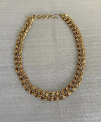 Vintage Monet Gold Tone  Curb Link Chain Necklace 18 '' Adjustable Hook Closure 