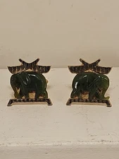 Set Of Vintage SWANK Grand Prix Jade Elephant Cufflinks