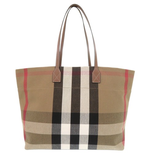 Burberry 8084047 Check Canvas Brown Tote Bag 1526 BURBERRY