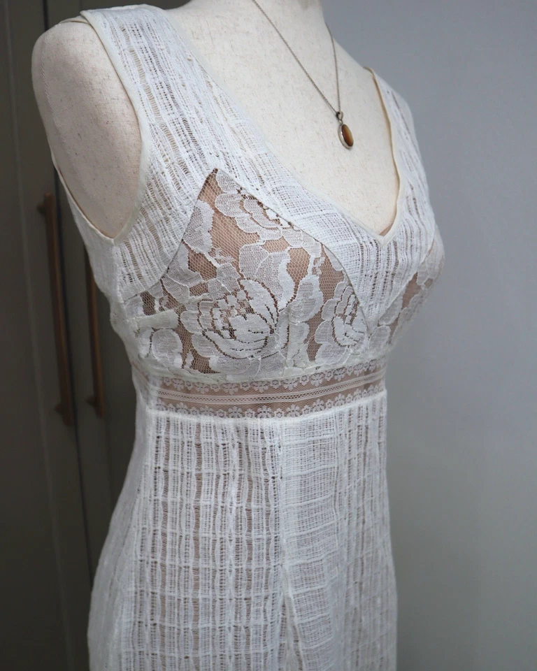 Vtg Tracy Reese Lace Sheer White Mini Dress Sleeveless Bridal Shower Romantic - Image 2 of 4