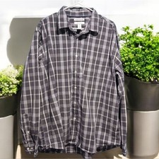 Amazon Essentials Regular Mens Plaid Grey  Button Down Shirt