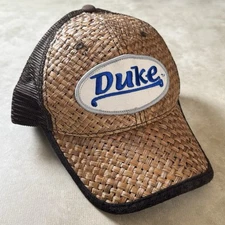 Vintage Duke Blue Devils Straw Trucker Hat American Needle Mesh Snapback Brown
