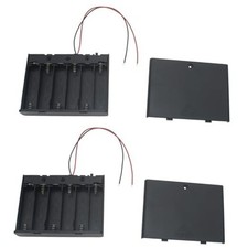 2 PCS AA Battery Holder Bundle with Switch and Leads Plastic AA Battery 6 Slots