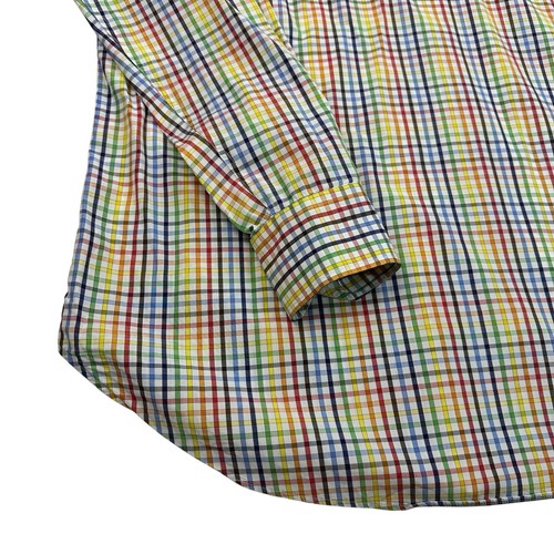 Etro Shirt Men XXL COLORFUL rainbow Casual Button Down Plaid Dress Shirt Italy - Picture 12 of 21