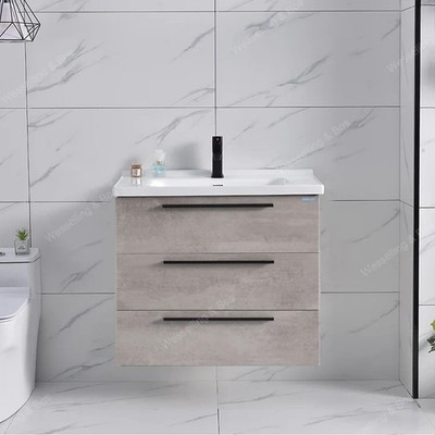 Oxford Badmöbel 80cm Grau Komplettset Schwarzer Armatur bathroom furniture WEBO