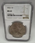 1923 Peace Dollar MS 63 NGC Silver Coin