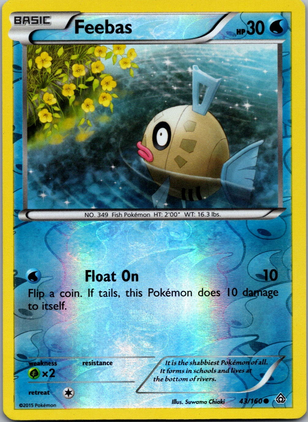 Feebas 43/160 XY - Primal Clash Common LP Reverse Holo