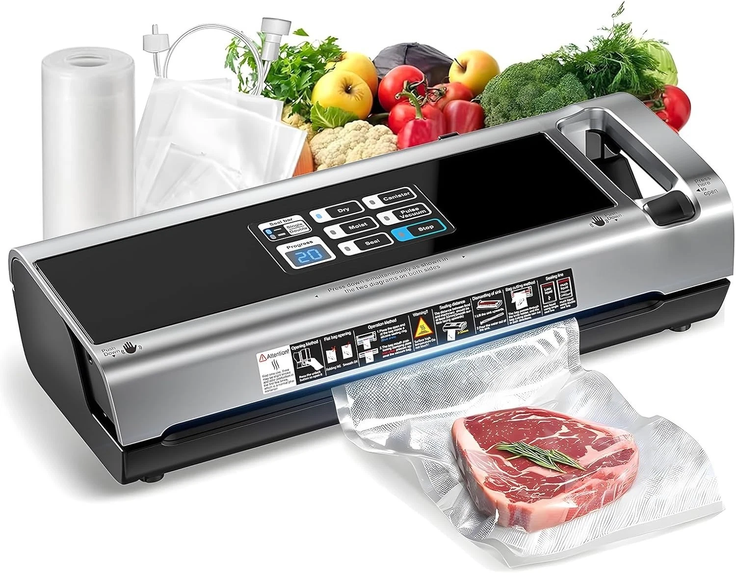 Vacuum Sealer Machine Food Preservation Storage Saver 95Kpa w/ Seal Bag
Opens in a new window or tab