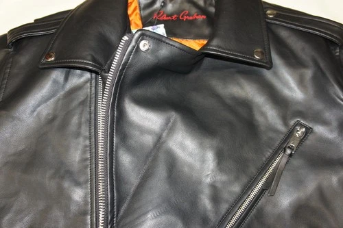 Robert Graham Vegan Black Leather Moto Jacket Mens L Faux Orange Lined Full Zip image 4