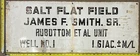 Rare Vintage Porcelain Oil Field Sign - Salt Flat Field James F Smith Sr.