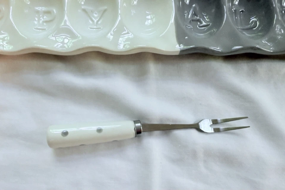 Mud Pie Easter "Happy Always" Skinny Egg Tray 2.75" x 22" Fork 6" 40700468 - Image 4 of 4