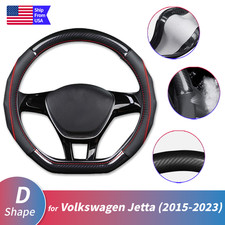 15car Steering Wheel Cover Non-slip Carbon Fiber Protector D-shape For Kia Soul