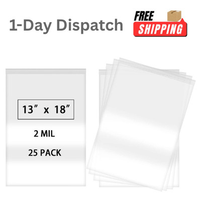 25 Pcs 13x18 Resealable 2 Gallon Zip Lock Bags Large Plastic Storage