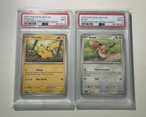 Pokemon Together Poke Post Pikachu & Eevee Promo Stamp Set Sequential PSA 9