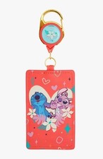 Loungefly Disney Lilo & Stitch Angel & Stitch Floral Heart Retractable Lanyard