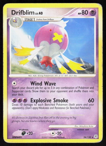 Drifblim 24/130 Rare Diamond and Pearl Pokemon EN Heavily Played