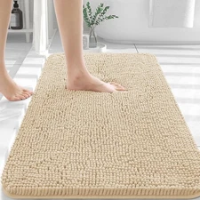 OLANLY Bathroom Rugs 30x20, Extra Soft Absorbent Chenille 30" x 20", Beige 