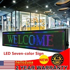 LED Sign 40" X 8"  Scrolling Message Display Board 7 Color Programmable