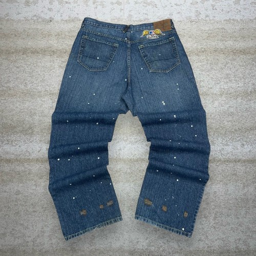 Vintage Skater Wide Leg Jeans Von Dutch Baggy Dark Wash Denim Made in USA Y2K - Picture 1 of 6
