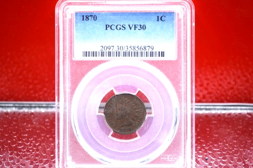 1870 1 CENT INDIAN PENNY PCGS VF30