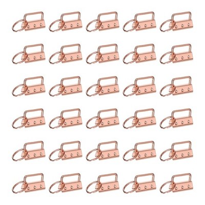 30 Pcs Key Fob Hardware, 1.3in 32mm with Key Rings for Lanyards, Rose Gold
