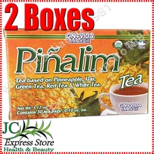 2 BOXES PINALIM TEA BASED ON PINEAPPLE FLAX GREEN TEA RED TEA WHITE TEA 30 BAGS