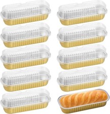 50x Mini Loaf Pans with Lids 200ml Loaf Baking Pan Aluminum Foil Tin Liners Tray
