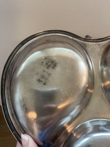 Vintage Silverplate 3 Section Serving Tray with Ornate Handle by Sheridan - Picture 10 of 15