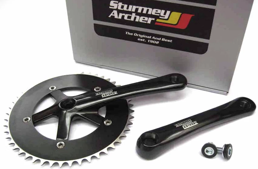 Pédalier Sturmey Archer Fcs75 - Manivelles 44 Dents Pour Vélo Fixie/track | Bras 170 Mm, Axe 110 Mm, Alu, Compatible Chaîne 1/8"