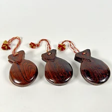 3 Vintage Spanish Hand-Carved Wood Castanets Castañuelas Flamenco